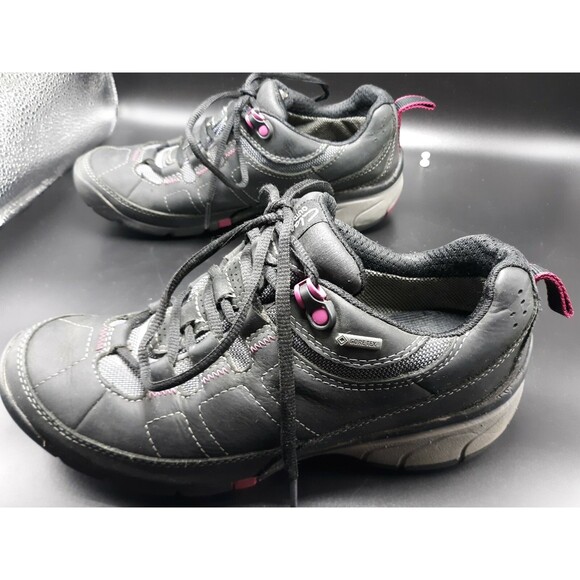 Clarks Womens Outdoor Wave Walk Shoes Black Walking Low Top Leather 7M - Picture 5 of 9